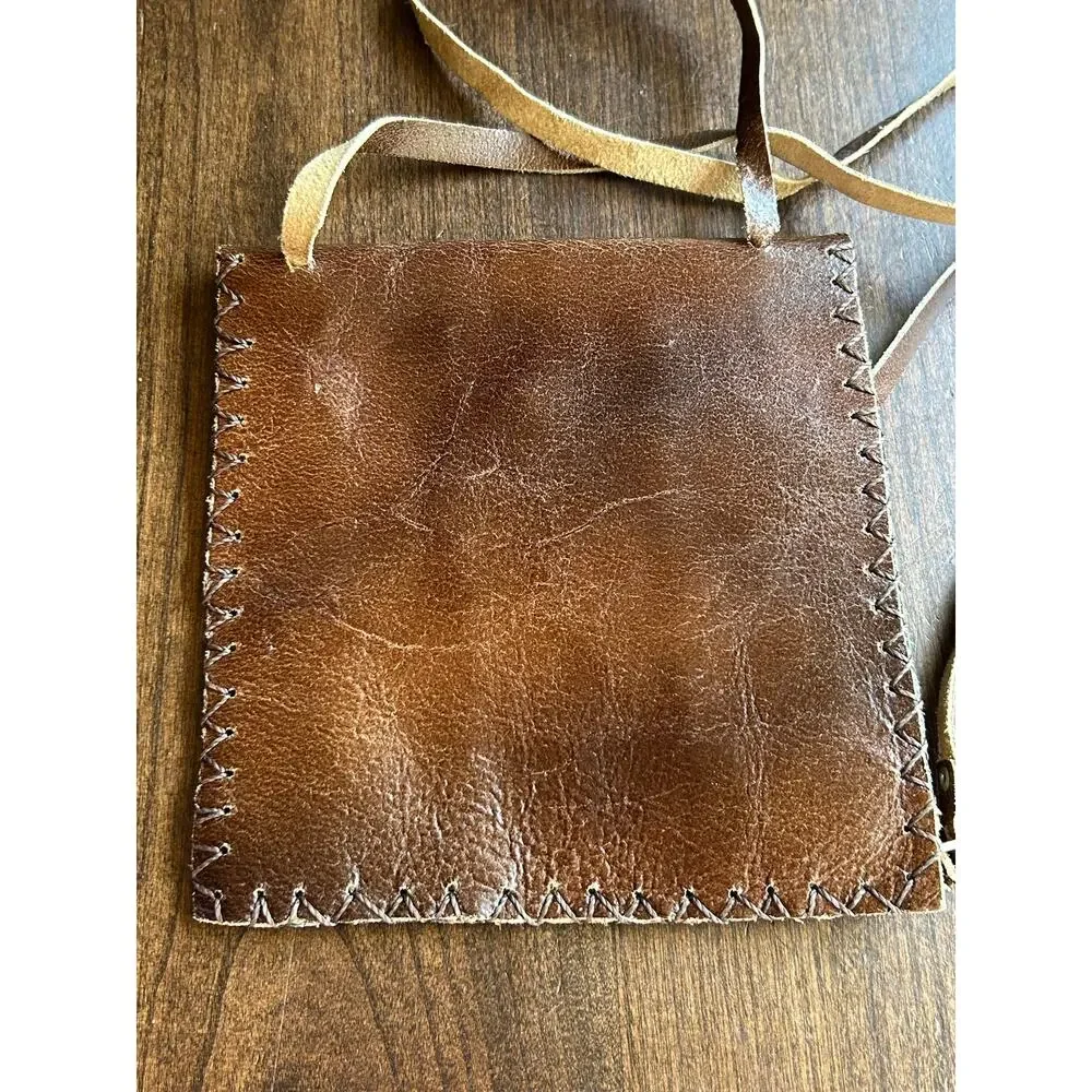 Vintage patchwork leather crossbody whipstitching bag purse